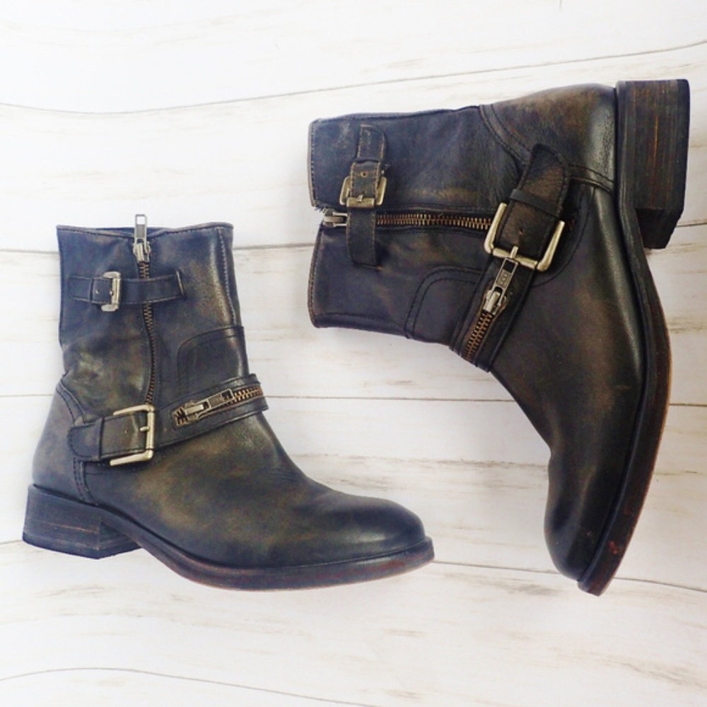 Treasure & Bond Black Mottled Moto Boots Size 9